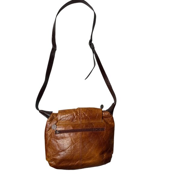 Vtg 70s LANDY WESTERN LEATHER Shoulder Crossbody Bag Brown Adjustable Long Strap - Picture 3 of 8